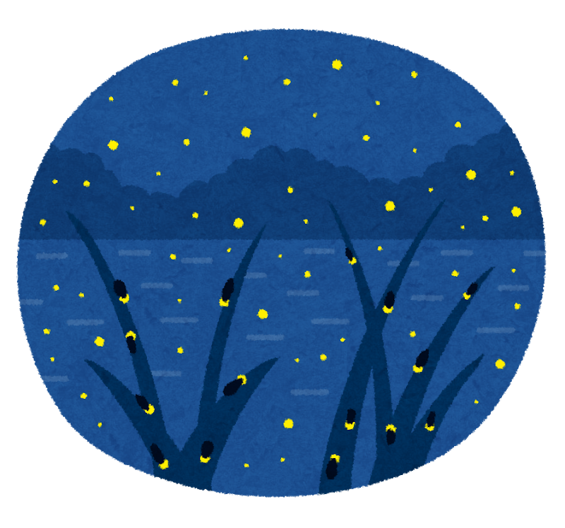 An illustration of fireflies